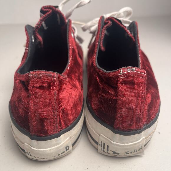 Vintage Converse Red Velour All Star Low Top 90s Made USA 4.5Y / Women’s 6 RARE - Picture 6 of 16
